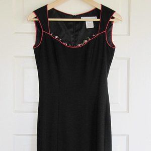 Gorgeous Black Designer Wiggle Dress with Tiny Roses - Catherine Curtis - Size 2